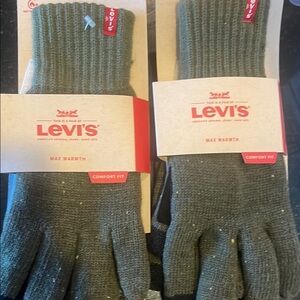 2 pairs - men’s large Levi's Olive Green Max Warmth Gloves